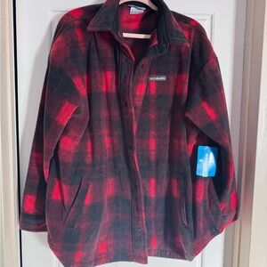 Columbia Red and Black Checkered Fleece Jacket